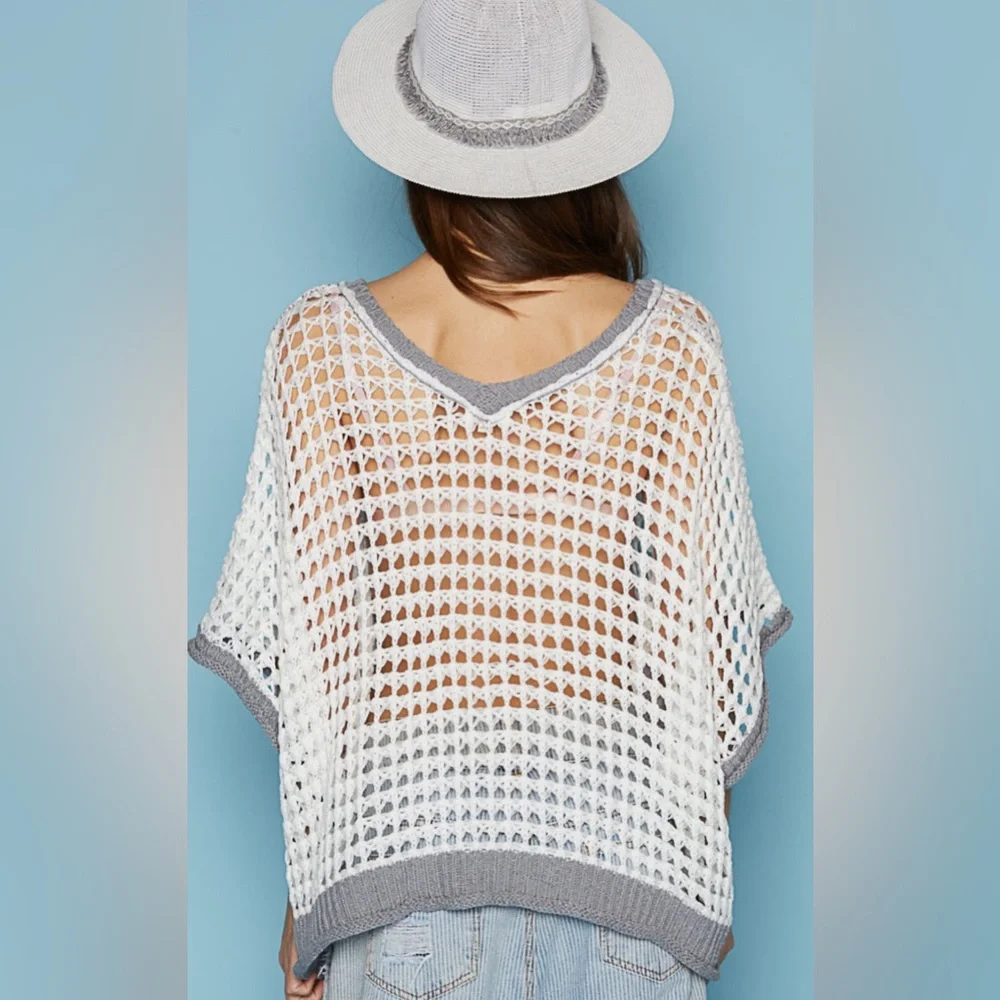 #131 POL Sweater  top in cotton with peace point - Picture 6 of 7